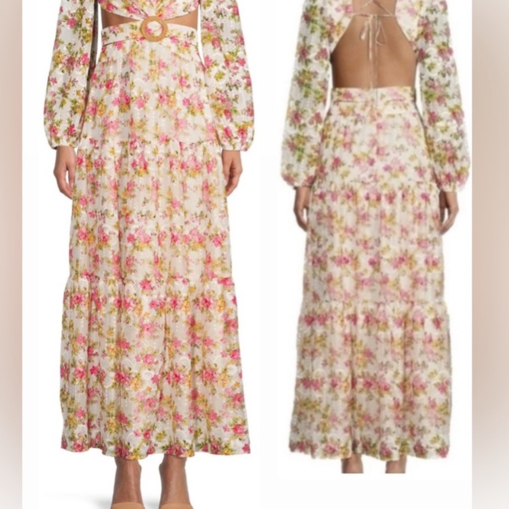 Gianni Bini Pink Floral Lace Maxi Dress